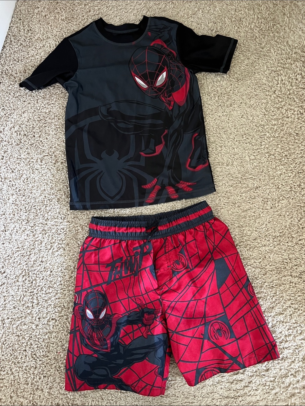 Spiderman Kids Two-Piece Swim Set - Black & Red (M)